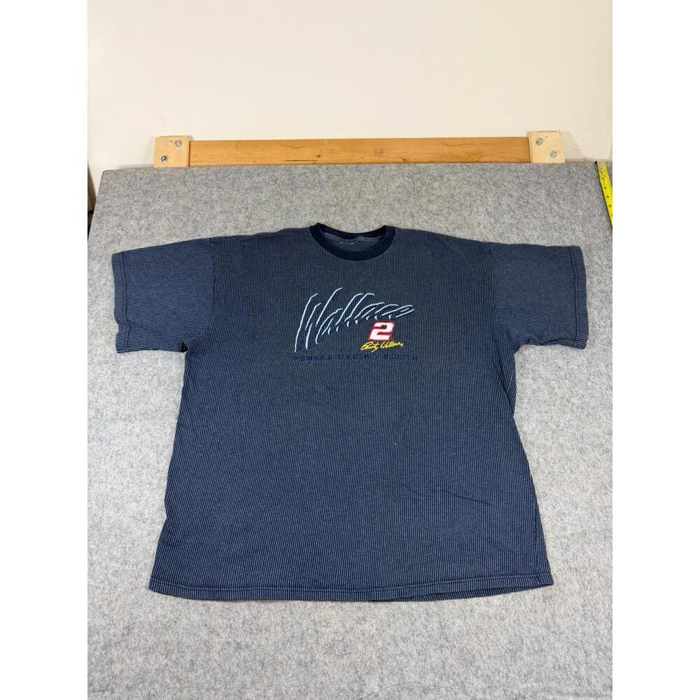 Vintage Rusty Wallace Miller Lite NASCAR Short Sleeve T-Shirt Blue Men Size 2XL
